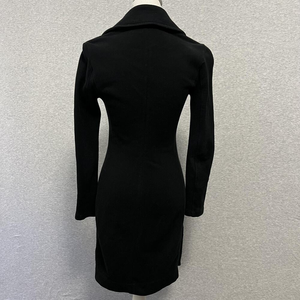 James Perse Coat Womens Small Black‎ Double Breasted Long Cotton Knit Luxury - Picture 4 of 12